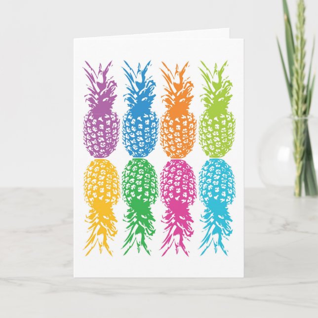 Retro Pineapple Hawaii Greeting Card Kort (Framsida)