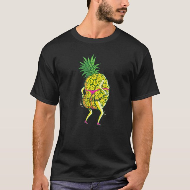 Retro Pineapple Thong - Tropical Aloha Beach Graph T Shirt (Framsida)