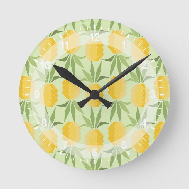 Retro Pineapples Rund Klocka (Framsida)