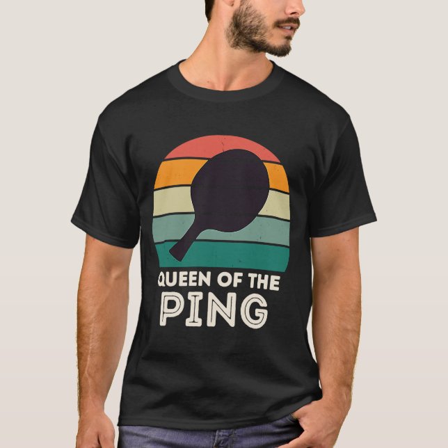 Retro Ping Pong Champion för manar QUEEN OF PIN T Shirt (Framsida)