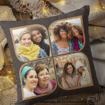 Retro Pinjul 4 Photo Flower Petal Brown Kudde<br><div class="desc">Snyggtens fotokudde i brunt och brunt med reflekterande fotokollage i stil. Fotomallen har konfigurerats så att du kan lägga till 4 av dina favoritfoton, som automatiskt visas i blommans petalformer. Om du har problem med placeringen i bild kan du prova att beskära fotot till en kvadrat och ladda upp det...</div>