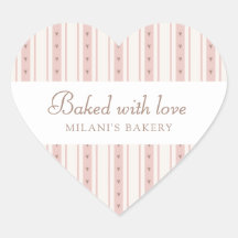 Retro Pink And Brown Heart Stripes Bakery