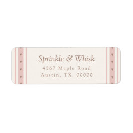 Retro Pink And Brown Heart Stripes Bakery Returadress Etikett