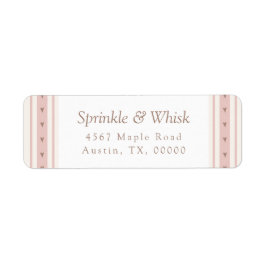 Retro Pink And Brown Heart Stripes Bakery Returadress Etikett