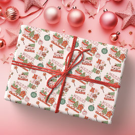 Retro Pink and Green Holiday Joy Presentpapper
