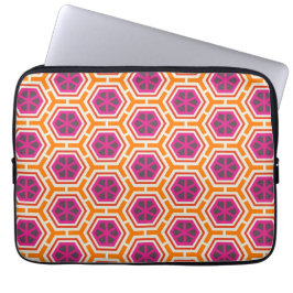Retro Pink and Orange Modern Geometric Pattern Laptop Fodral