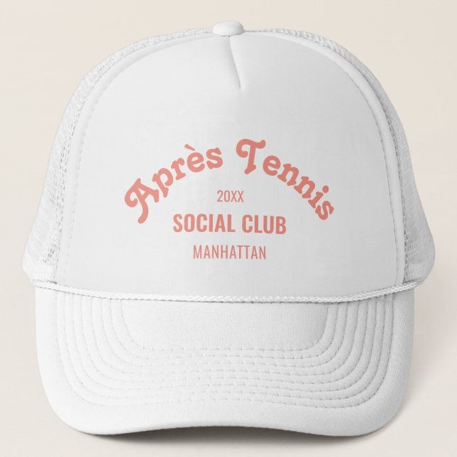 Retro Pink Après Tennis Social Club Custom White Keps (Framsida)