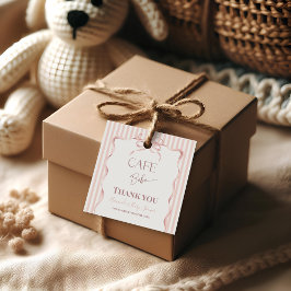 Retro Pink Bow Cafe Bebe Girl Coffee Baby Shower Gåvor Etiketter