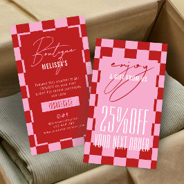 Retro Pink Business Next Order Discount Voucher Visitkort