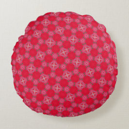 Retro Pink Clover Round Pillow Rund Kudde