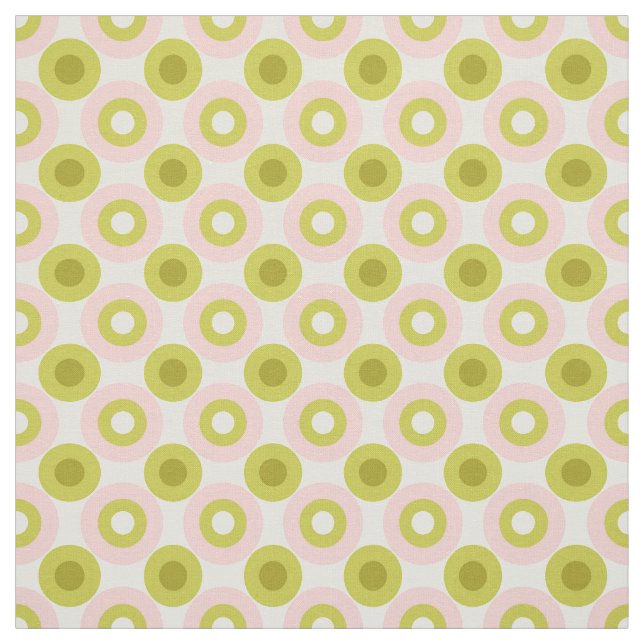 Retro Pink Green Circles Pattern Tyg (Provkarta)