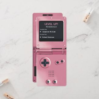 Retro Pink II Handhållen Spelkonsol Bröllopsinbjud Inbjudningar