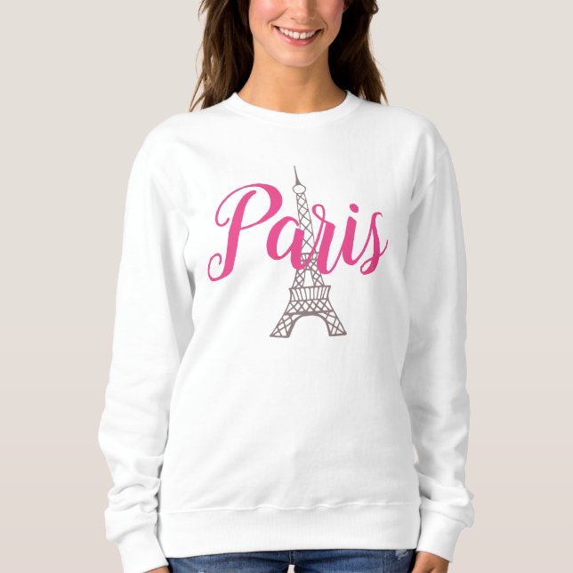 Retro Pink Paris Sweatshirt  T Shirt (Framsida)