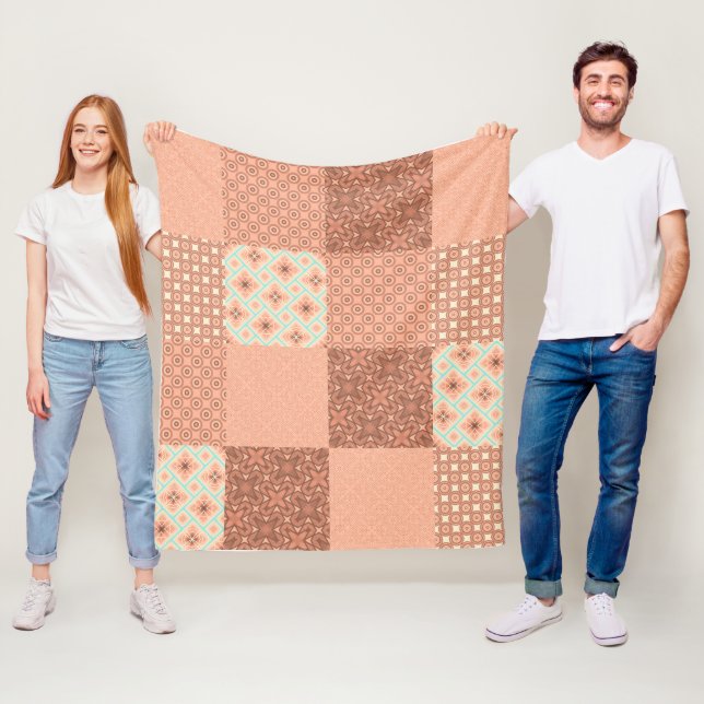 Retro Pink Patchwork Fleecefilt (På plats)