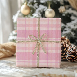 Retro Pink Plaid Whimsical Holiday  Presentpapper