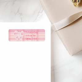 Retro Pink Plaid Whimsical Holiday  Returadress Etikett