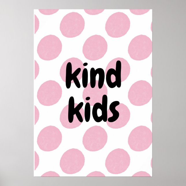 Retro Pink Polka Dot Pattern Modern Nursery Print Poster (Framsidan)