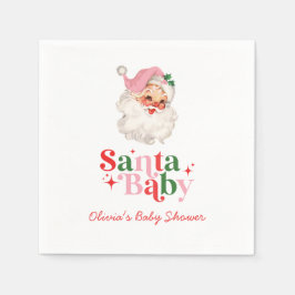 Retro Pink Santa Baby christmas baby shower Pappersservett