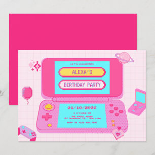 Retro pink spel inbjudningar