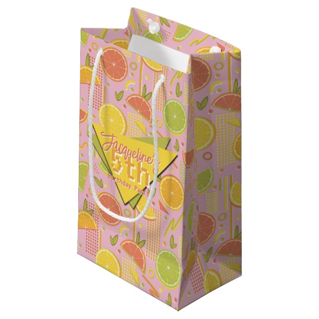 Retro Pink Summer Citrus Fruit Birthday (Framsidan Vinklad)