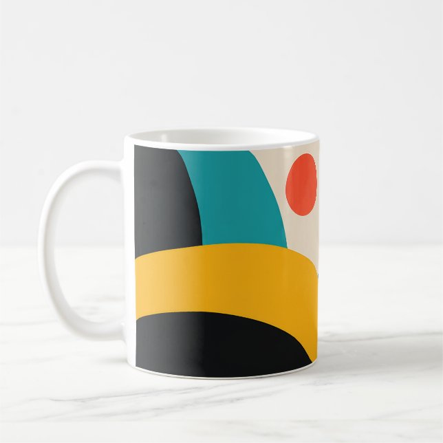Retro Pink Teal Blue Geometric Abstract Kaffemugg (Vänster)