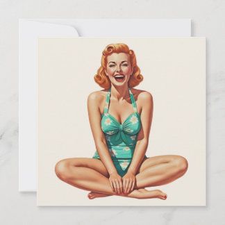 Retro Pinup 1950-talets flicka i Blommigt Swimfit