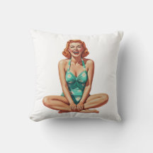 Retro Pinup 1950-talets flicka i Blommigt Swimfit