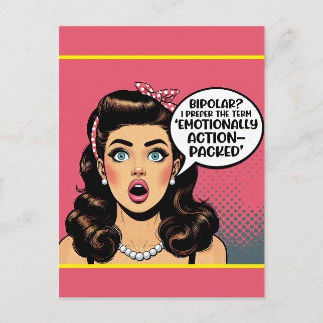 Retro Pinup_ Actionfylld Vykort (Framsida)