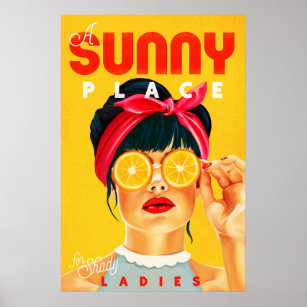 Retro Pinup Art "A Sunny Ställe for Shady Dam" Poster