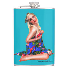 Retro Pinup Beach Girl Teal Fickplunta