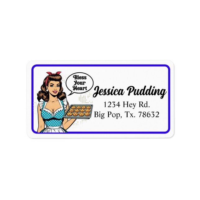 Retro-Pinup_ Bless your Heart Adressetikett (Framsidan)