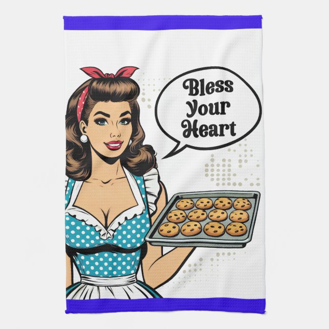Retro-Pinup_ Bless your Heart Kökshandduk (Vertikal)