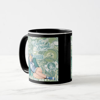 Retro Pinup-flicka Kaffeuppehåll Kollage Mugg