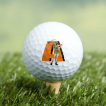 Retro Pinup-Flicka Monogram Initial Golfbollar
