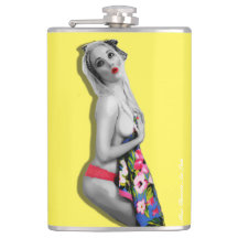 Retro Pinup Girl Hip Flask Miss Cherrie Gult
