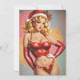Retro Pinup Julhälsningskort Julkort
