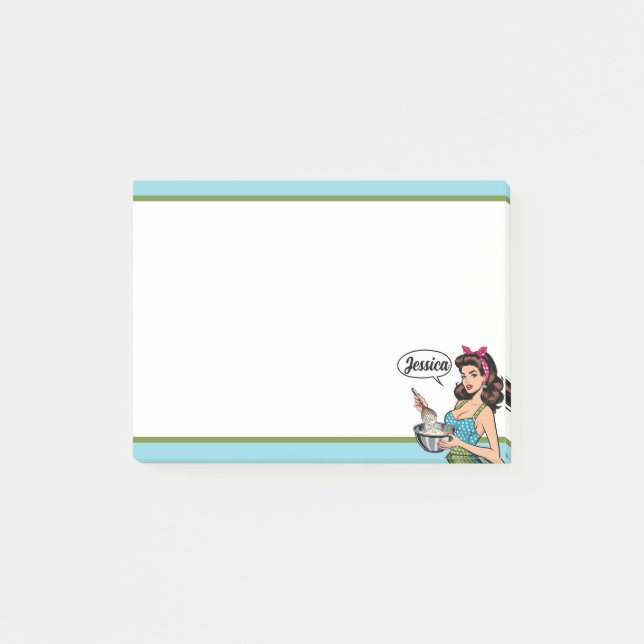 Retro Pinup_ med känsel Post-it Block (Framsida)