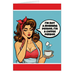 Retro Pinup_ Morgonperson Hälsningskort