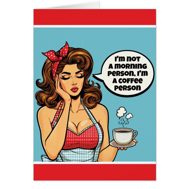 Retro Pinup_ Morgonperson Hälsningskort (Framsidan)