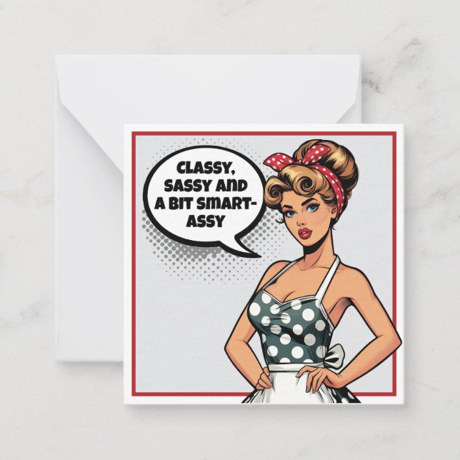 Retro Pinup_ Smart assi Anteckningskort (Framsida)