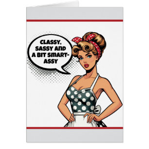 Retro Pinup_ Smart assi Hälsningskort