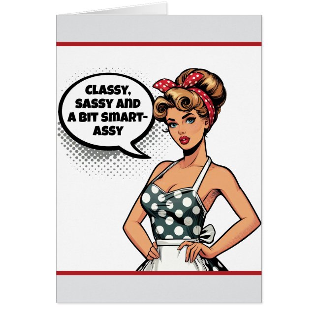 Retro Pinup_ Smart assi Hälsningskort (Framsidan)