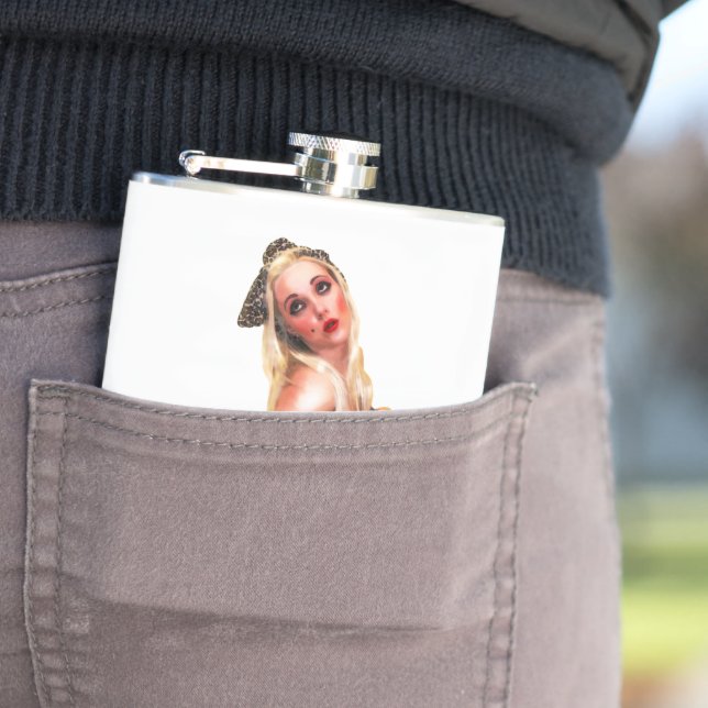 Retro Pinup Tropical Tiki Beach Girl White Hip Fickplunta (In Situ)