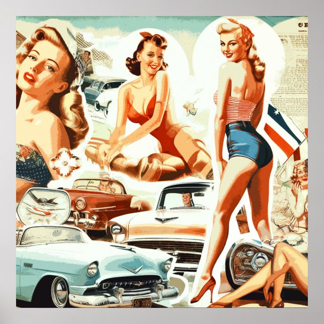 Retro Pinuppskollage Poster (Framsidan)