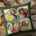 Retro PinWheel 4 Photo Flower Petal Grönt Kudde<br><div class="desc">Snyggtens fotokudde i två tonars grönt med återcirkumflex stil fotokollage. Fotomallen har konfigurerats så att du kan lägga till 4 av dina favoritfoton, som automatiskt visas i blommans petalformer. Om du har problem med placeringen i bild kan du prova att beskära fotot till en kvadrat och ladda upp det på...</div>