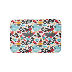 Retro piratillustrationsegling badrumsmatta