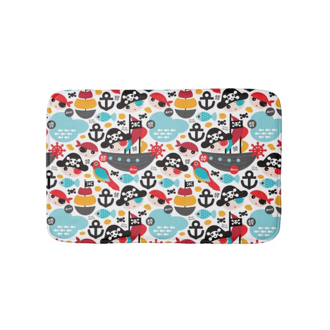 Retro piratillustrationsegling badrumsmatta (Framsidan)