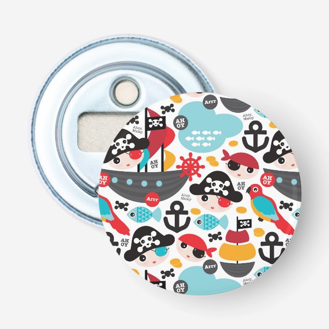 Retro piratillustrationsegling flasköppnare (Framsidan)