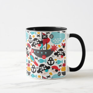 Retro piratillustrationsegling mugg