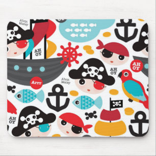 Retro piratillustrationsegling musmatta